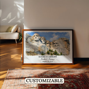 Affiche du Mont Rushmore Dakota du Sud, Aquarelle