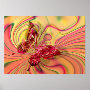 affiche du papillon rouge pêche