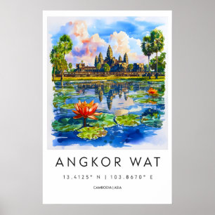 Affiche du parc national de ski de voyage d'Angkor