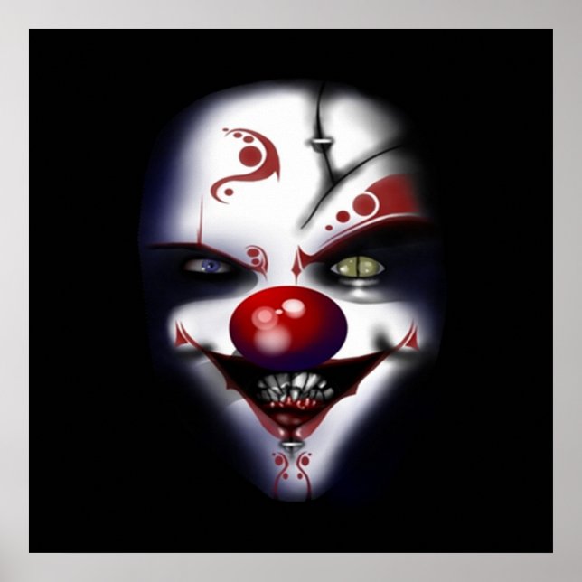 affiche du parti halloween clown clown effrayant D (Devant)