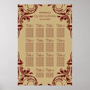 affiche du plan de sièges Rustic Red Gold