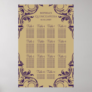affiche du plan de sièges Rustique Purple Gold