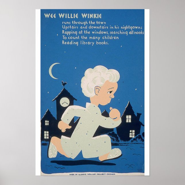 Affiche du projet d'art WEE WILLIE WINKIE WPA 1940 (Devant)