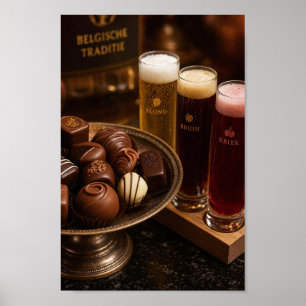 Affiche du rituel de la bière et du chocolat belge