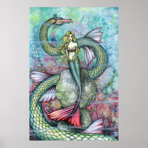 Affiche du serpent de sirène Imprimer par Molly Ha