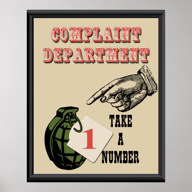 Affiche du service des plaintes (Devant)