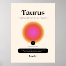 Affiche du signe astrologique Taureau du zodiaque