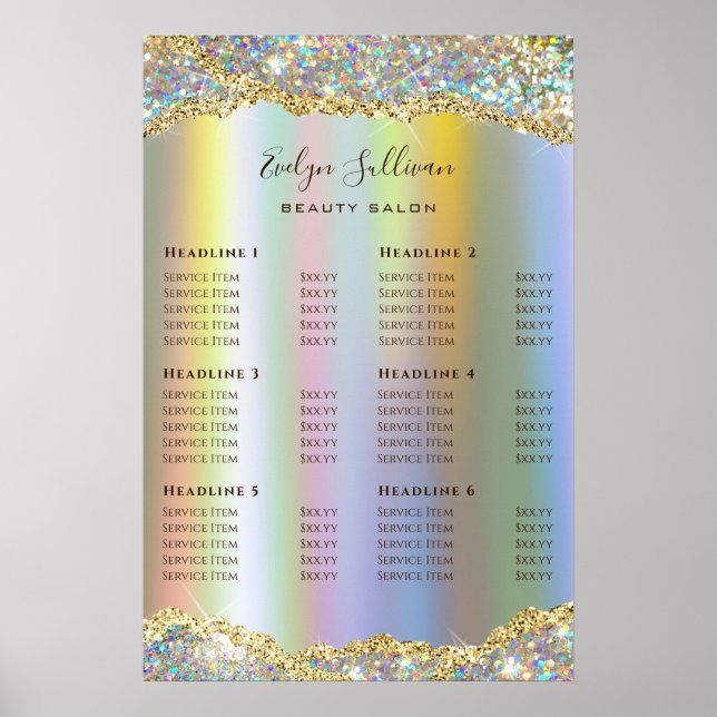 Affiche du tarif de la série de parties scintillan (Devant)