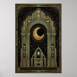 Affiche du Temple Céleste Art Déco   Soleil Éclata