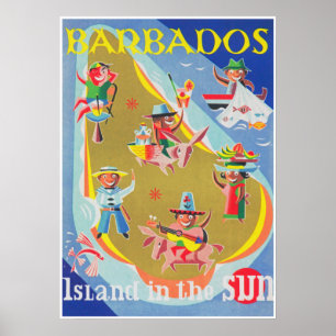 Affiche du Vintage voyage rétro de la Barbade