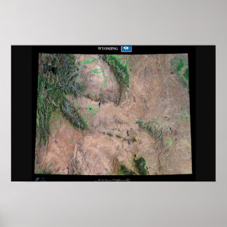 Affiche du Wyoming vue de l'espace par satellite