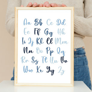 Affiche éducative Alphabet ABC Nursery Bleu