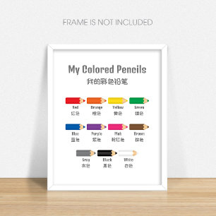 Affiche Éducative Bilingue des Couleurs pour la Ma