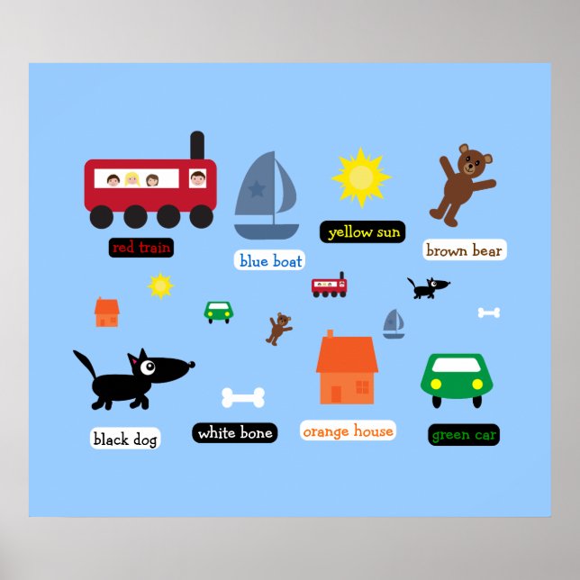 Affiche éducative de l'enfant enseignant la couleu (Devant)