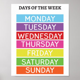 Affiche éducative des jours de la semaine