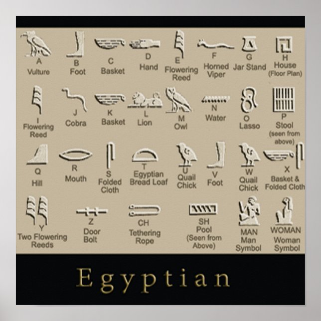 Affiche égyptienne des hiéroglyphes (Devant)