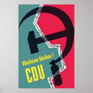 Affiche électorale allemande CDU 1953 Soyez vigila