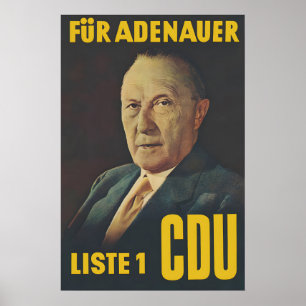 Affiche électorale de la CDU 1955 Pour Adenauer Ko
