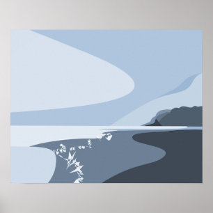 Affiche élégante Art numérique bleu acier