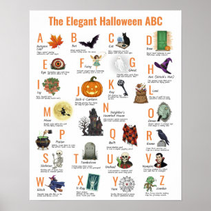 Affiche élégante d'Halloween ABC   Style vintage d