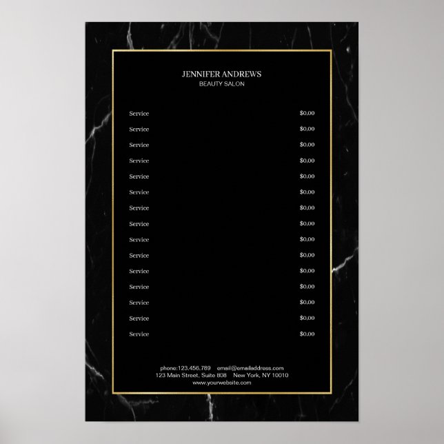 Affiche élégante en marbre noir et or (Devant)