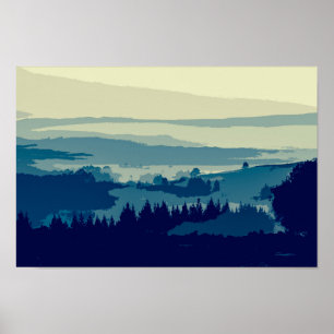 Affiche élégante simple du paysage de montagne