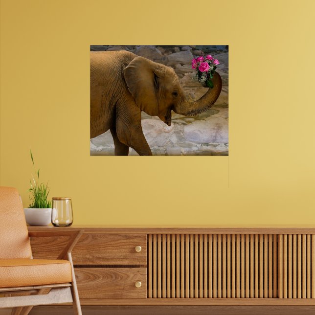 Affiche Elephant avec Rose (Salon 2)