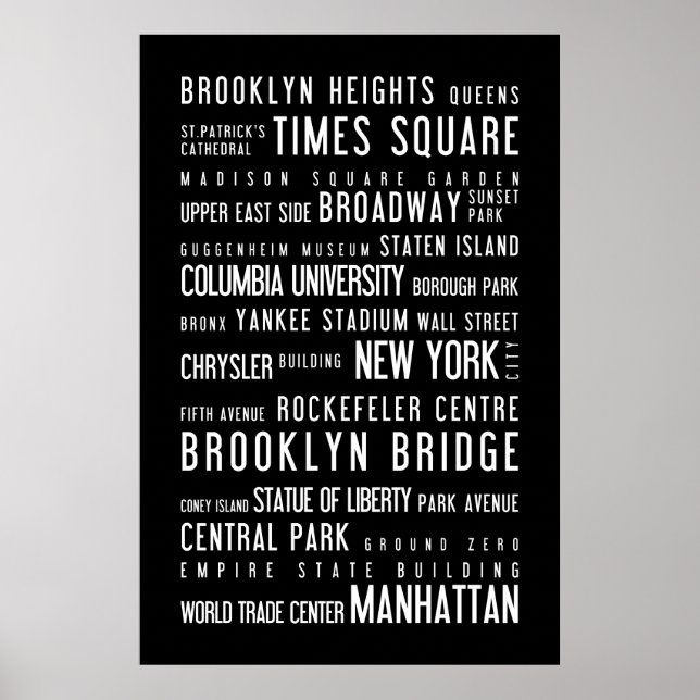 Affiche en noir et blanc de New York (Devant)