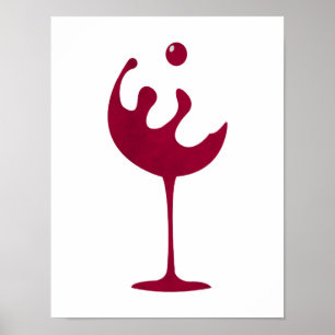 Affiche en verre de vin rouge