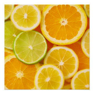 Affiche encadrée motif agrumes – Citron, orange et