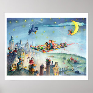 Affiche enfantine tapis volant