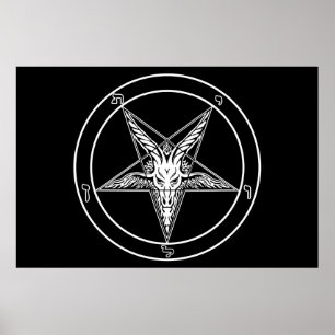 Affiche ÉNORME 40" de style ancien de Baphomet x60