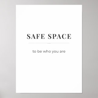 Affiche Espace Sûr Pour Être Soi-même - couleur bl