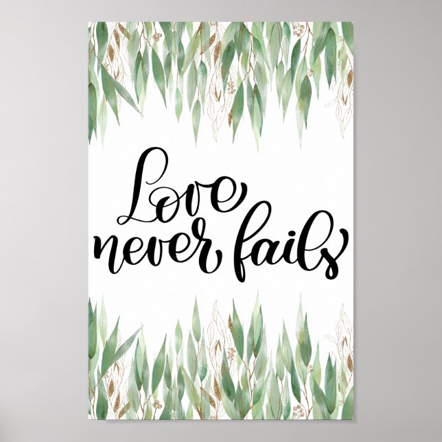 Affiche Eucalyptus Greenery Love Never Fails (Devant)