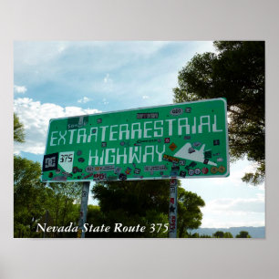 Affiche extraterrestre de photo de signe de route