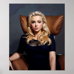 Affiche - Femme blonde générée par l'IA, apparence