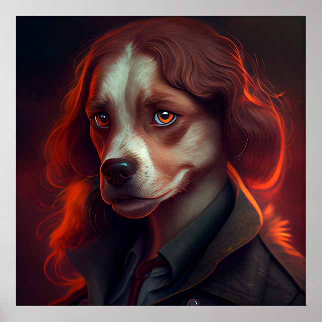 Affiche femme fanatsy dog drole (Devant)