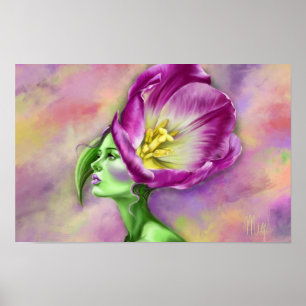 Affiche Femme Tulipe