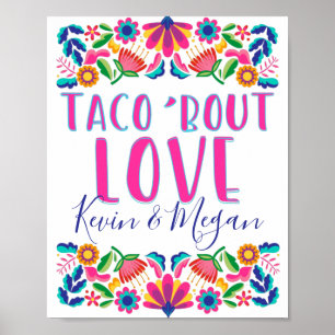 Affiche Fête de Fleurs Mexicaines Taco Bout Love