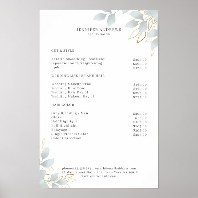 Affiche feuille grise blanche moderne (Devant)