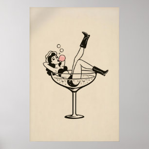 Affiche Fille Martini, Femme Minimaliste