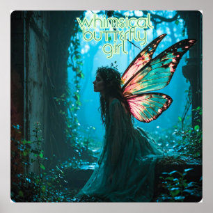 Affiche Fille Papillon Fantaisiste