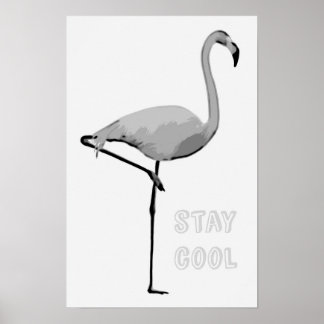 affiche Flamant rose "rester cool"