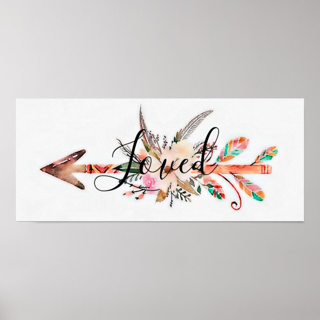 Affiche fléchée florale aimée (Devant)