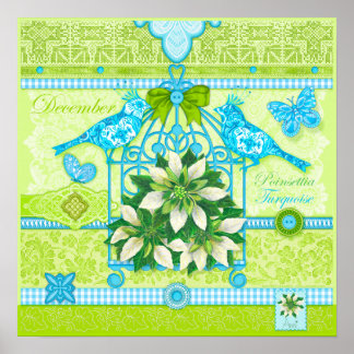 Affiche Fleur et Pierre de Naissance Décembre Cage