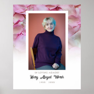 AFFICHE FLEURS ROSES EN MÉMOIRE AFFECTUEUSE