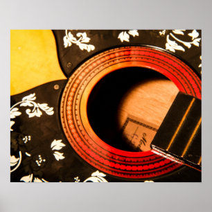 Affiche florale abstraite de guitare