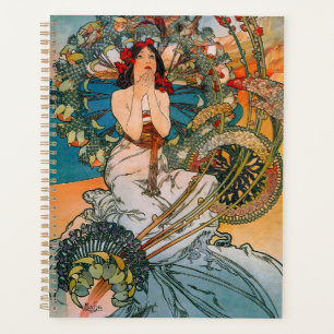 Affiche florale de femme Art nouveau vintage de Mu
