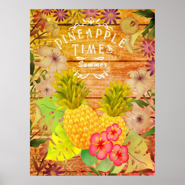 Affiche florale de pin d'ananas (Devant)