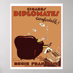 Affiche française vintage de cigare de Diplomates
